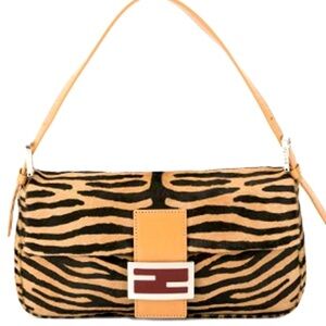 Fendi baguette animal tiger print pnoy hair bag shoulder